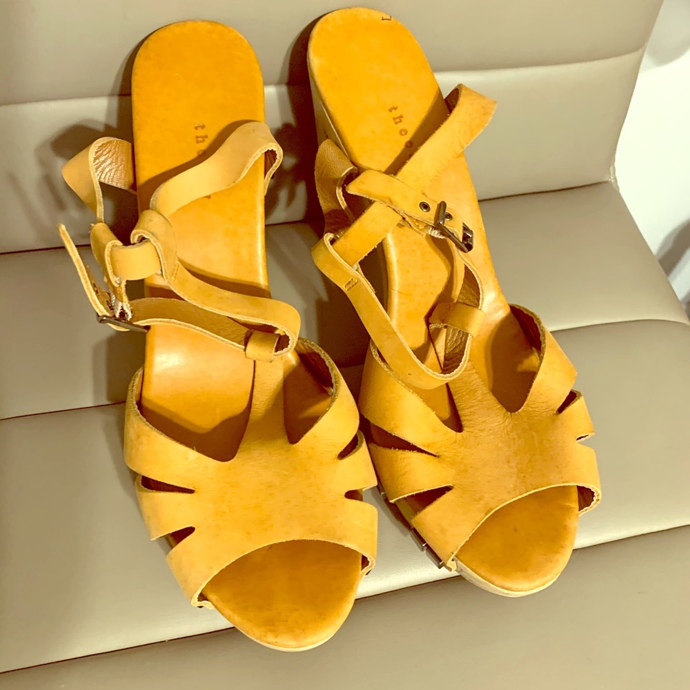 Theory Womens Open Toe Strappy Sandals Tan Leather